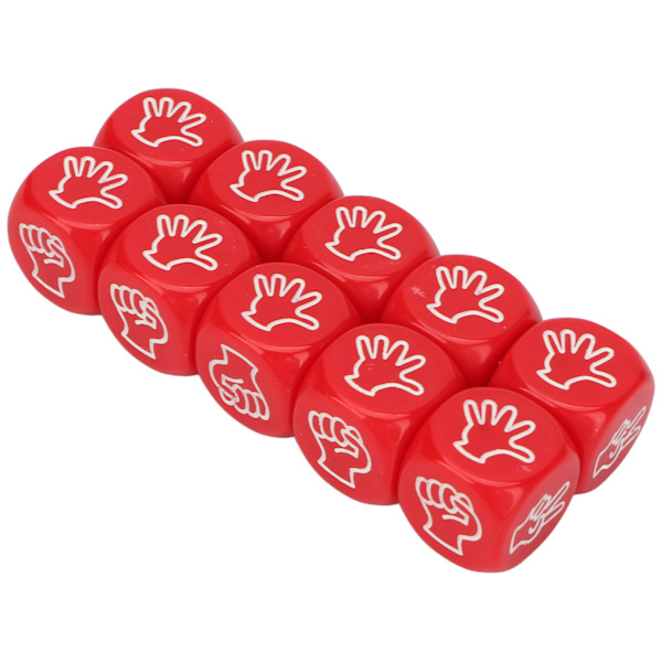 10 stk. Finger Guessing Game Terninger Lyse Farve Læringsmæssige Plastik 6 Sidet Terning Sæt til Fest Rød