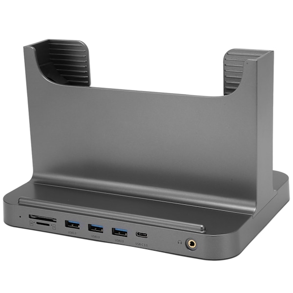 Vertikal PC-ställ 8 i 1 Dockningsstation Stabil Signalöverföring Mini PC-ställ för OS X Office Interface Expansion Space Grey