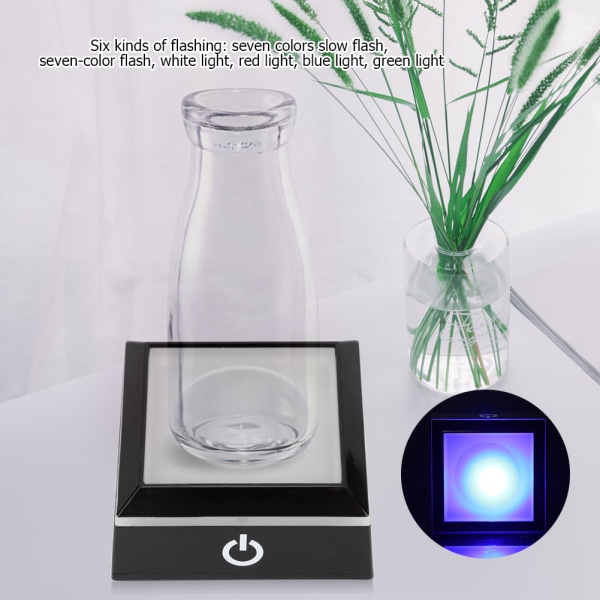3D LED-ljusbas Displaystativ fyrkantig hållare Flerfärgad för Kristallkonstglasdekor