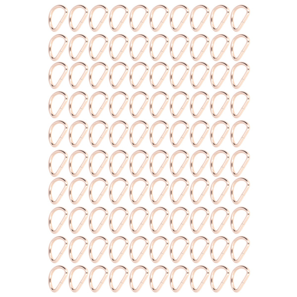 100 stk. D-ringe - Holdbare, slidstærke, nemme at udskifte, praktiske og kompakte taske-spænder til halskæder - Guld 2x15x10mm