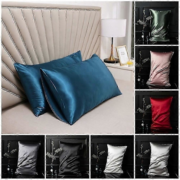 100% Silk Örngott Enfärgat Standard Sovrum grå