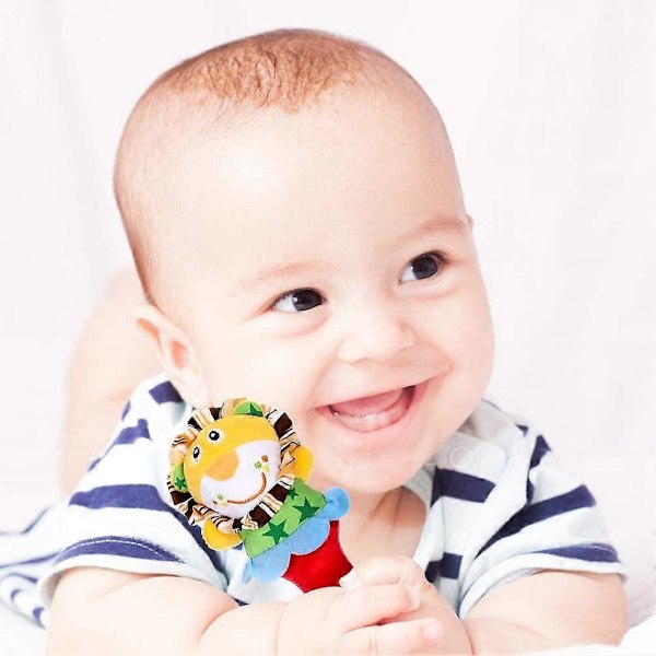 3-pack skallror för baby, baby shaker, mjuka plyschleksaker, musikaliska pedagogiska leksaker, spädbarnsutveckling för bebisar 0-12 månader (elefant/lejon/
