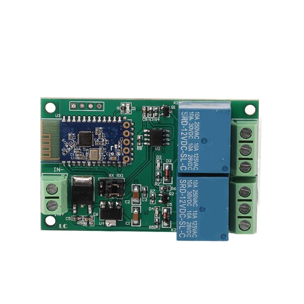 Relémodul 2-kanals Bluetooth-kort APP fjernkontroll med lysindikator DC 12V