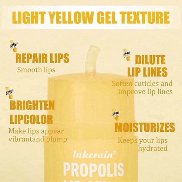 Honning Læbe Smør, Propolis Læbepomade, Fugtgivende Bi Læbepomade Langvarig Fugtighed Blødgørende Læbepleje, Udvisker Læbelinjer Blødgør Neglebånd