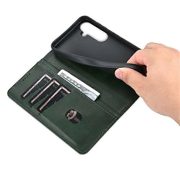 AZNS Compatible Case for Samsung Galaxy A56 5G, PU Leather Wallet Case with Cowhide Texture Green