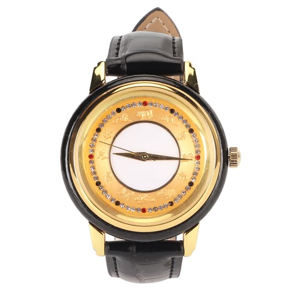 Herre Quartz Ur Moderigtigt Elegant Rhinestone Ur med PU Læderrem til Kontorarbejde