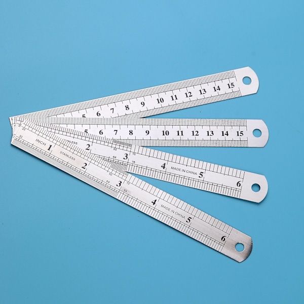 Ruostumattomasta teräksestä valmistettu mittanauhasetti, 6 kpl, 10-60 cm, paksuuntunut puuntyöstömittausväline