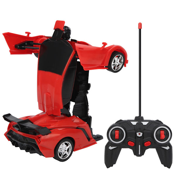 1:18 RC-automalli, lasten kauko-ohjattava autolelu, muodonmuutosrobottilahja (punainen)