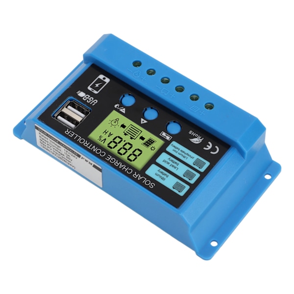 Solcelleladningsregulator 12V 24V Batteri Solpanel Ladningsregulator til Hjem RV 20A