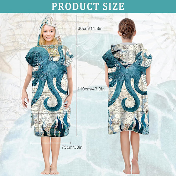 Snabbtorkande mikrofiber surfponcho för män och kvinnor - perfekt för strand och simning (75 x 110 cm)