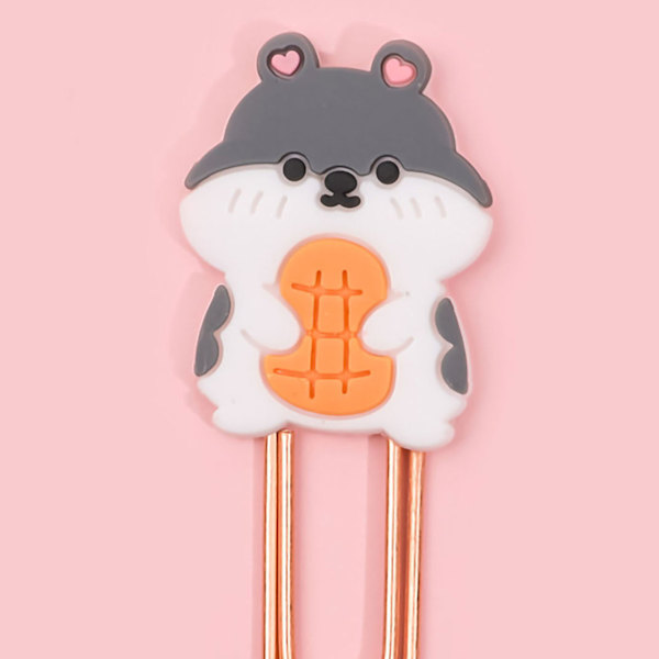 Bokmärkesklämmor Söta tecknade mönster Metall Mjukt gummi Lätt Bärbara Kontorsklipp för klassificering Hamster