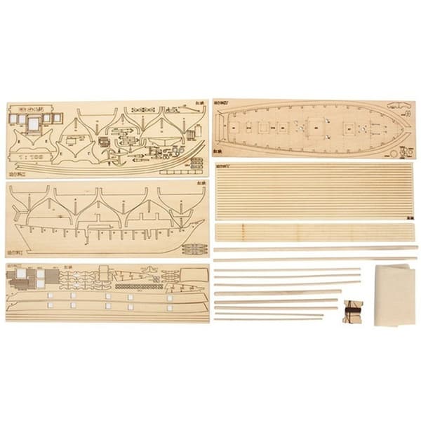 Træsejlbådsskibssæt - DIY Modeldekoration til børn - 7 stk. bronzedele