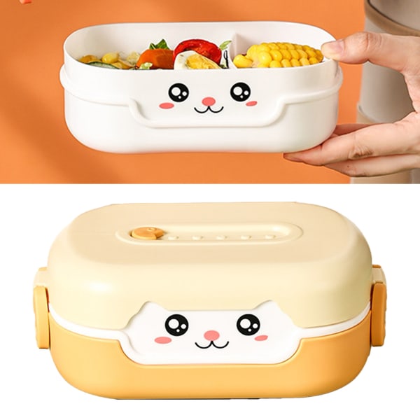 Barnehage Cartoon Container 700ml Dobbeltisolert Mikrobølgeovnbar Matboks for Piknik Orange