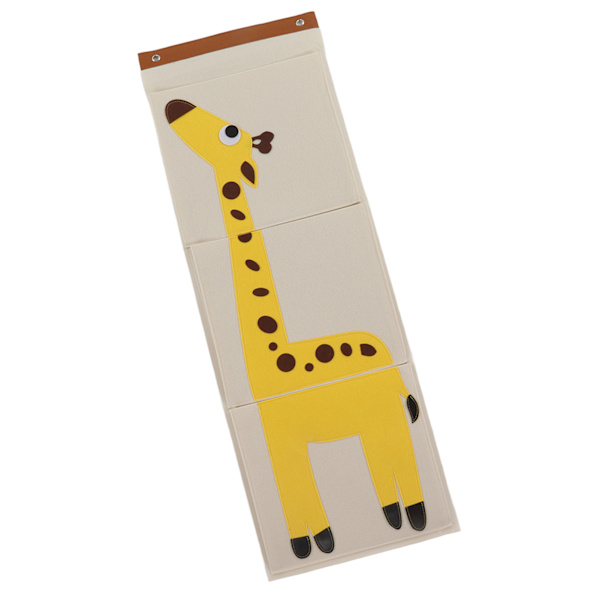 Väggmonterad förvaringsväska 3 lager garderob spjälsäng tecknad filt djurtyp över dörrhängande förvaringsväska giraff 100,7x34,8cm