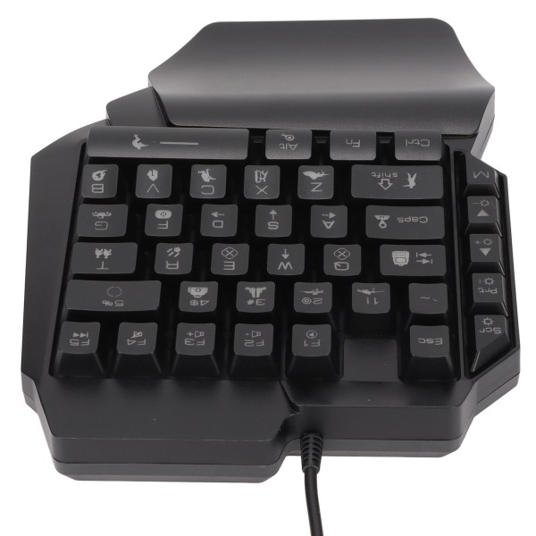 Enhånds spilltastatur 39 taster Lysende ergonomisk design Anti-skli Vanntett USB mekanisk tastatur