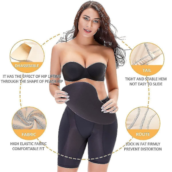 Kvinnors höftförstärkande shapewear - Falska rumpkuddar underkläder för höftdippkorrigering och rumplyft L Aprikos