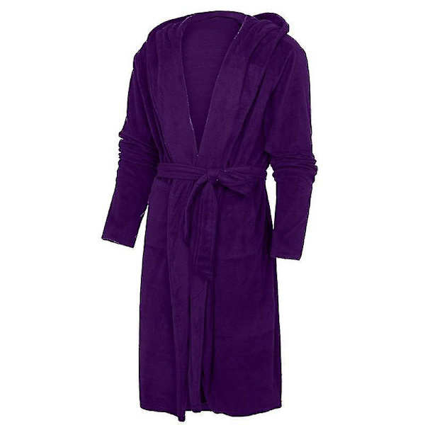 Huvad Fleece Badrock för Kvinnor - Lila Nattkläder Dressing Gown