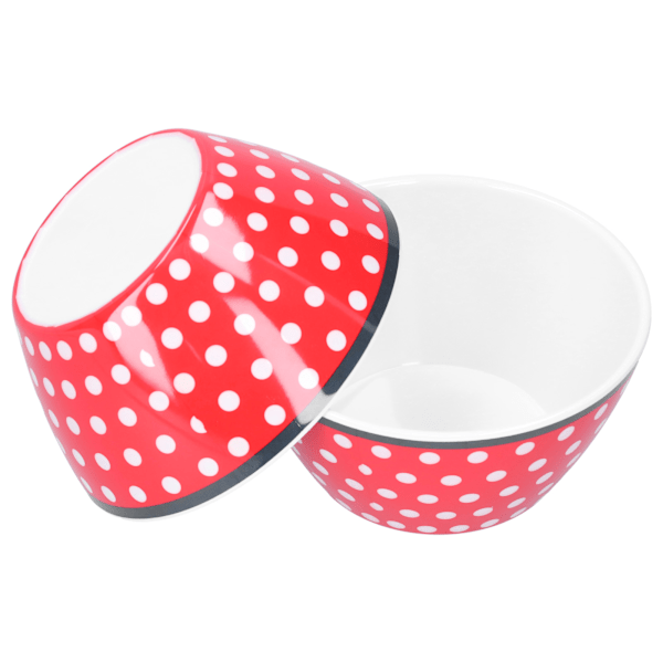 4PCS 6in Salladsskål Middagsserveringsskål Set Köks Imitation Porslin Servis Röda Prickar