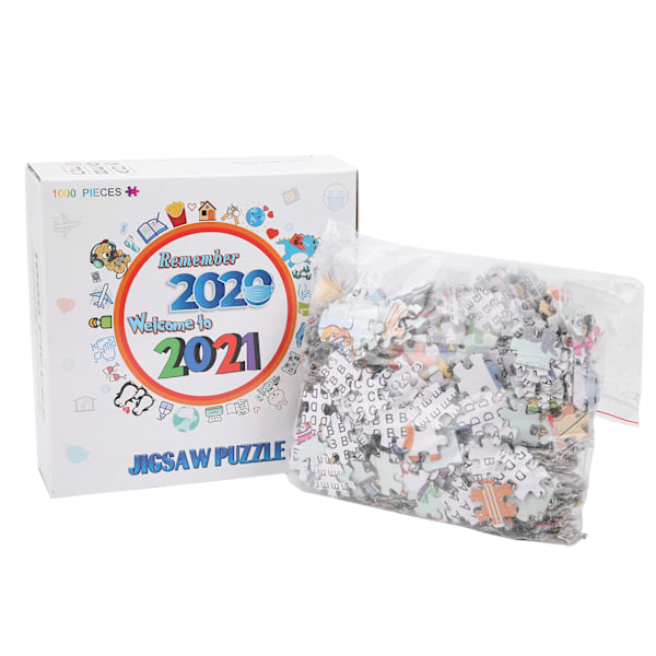 1000 brikker 2021 DIY-puslespillsett for voksne, veggdekorasjon, minnesmerke 2020, morsomme leker for barn, type E