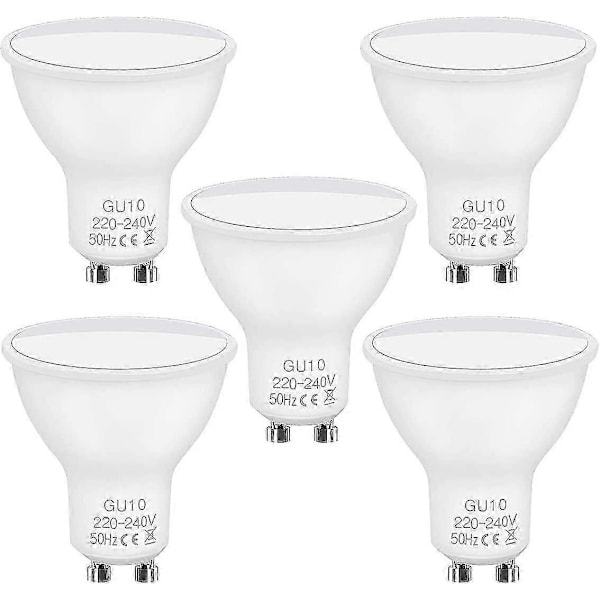 GU10 LED Pære, 5 stk. GU10 LED 5W svarende til glødepære - Kold Hvid 6500K Ikke-dæmpbar_SZXM