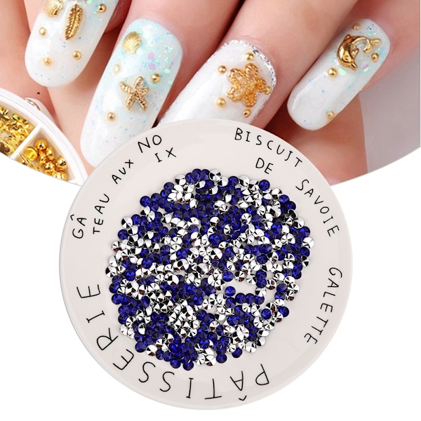 1000 st 8 mm Strass Stenar Silverpläterad Botten Akryl Diamant för Bröllop DIY Naglar Skönhet Dekoration Royalblå