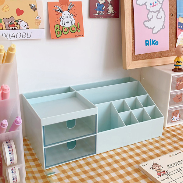 Skrivebordsopbevaringsboks Multi Grid Design Sød Smuk Skrivebordsarrangør Opbevaringsboks til Stationery Pens Lysegrøn
