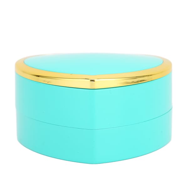 Hjärtformad ringask Elegant snygg smyckesdisplay presentask med LED-ljus för förlovning bröllop Cyan