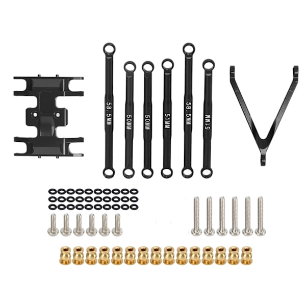 6 stk. trækstangsæt til SCX24 Aluminiumlegering Letvægts Ekstraordinært design 1/24 trækstangsæt til Axial SCX24 RC bil Sort