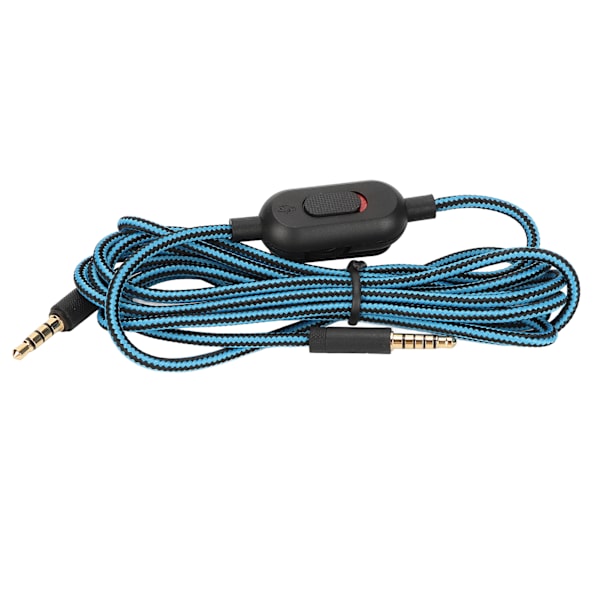 Spelheadsetkabel vävd hörlurssladd med volymkontroll och mute-omkopplare för Logitech G Pro X G433 G233 Blue