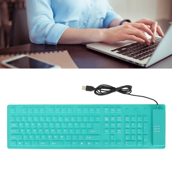 Vikbart Silikontangentbord 108 Tangenter Silikon Vikbart USB Kabelanslutet Vattentätt Tyst Skrivande Fullständig Tätning Vikbart Tangentbord Grön