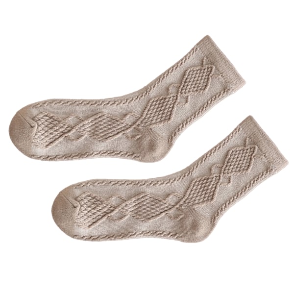 Barnekåpesokker for jenter Bomull Komfortable Varme Retro Preppy Mid Calf Crew Sokker for Vinter Høst Khaki M