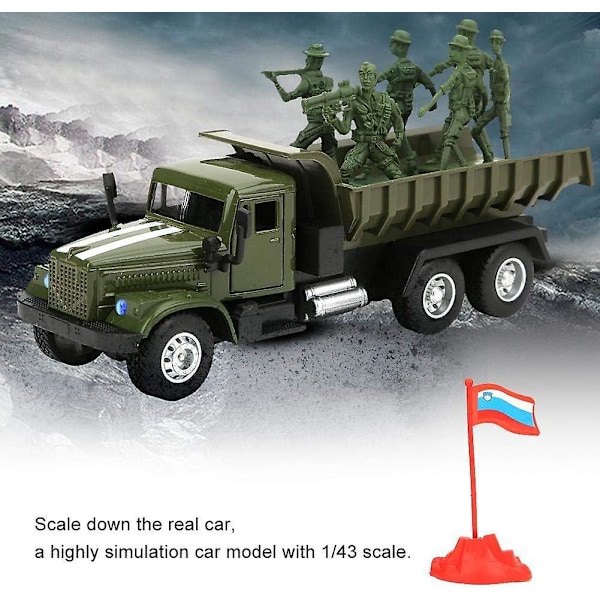 1:43 Mittakaavan Metalliauto Äänellä ja Valolla Sotilaskuorma-auton Leikkisotureiden Toimintahahmojen Simulaatio Sotilaskeräily Miniatyyriajoneuvon Koriste Lapsen Syntymäpäiville