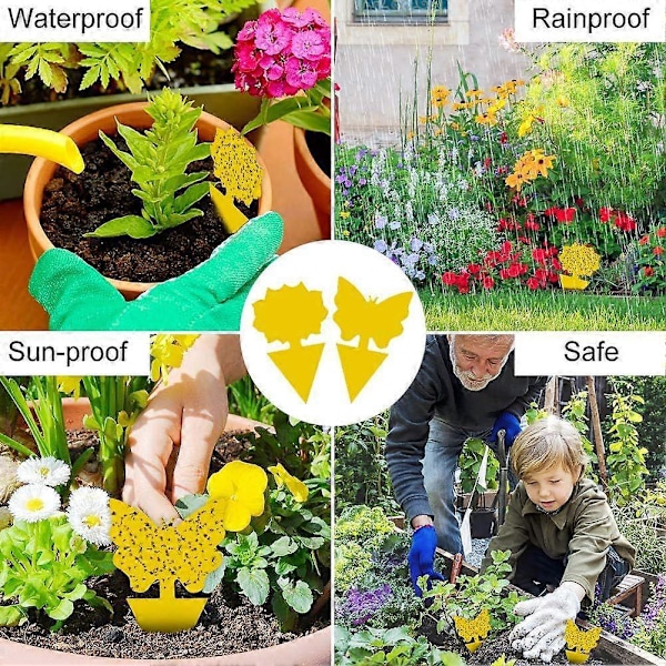 48 stk. plug-in fluefelle gule plater klistremerke gul beskyttende plante mot bladlus