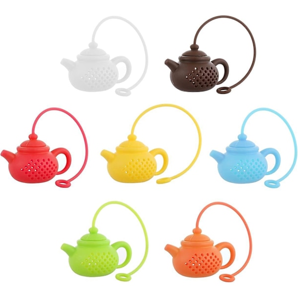 7-pak Kreativ Silikone Te-infuser Tekandeform Te-filter, Genanvendelige Te-kaffe Si-tilbehør i Lyse Farver Bedste Gave til Hjemmet eller Kontoret