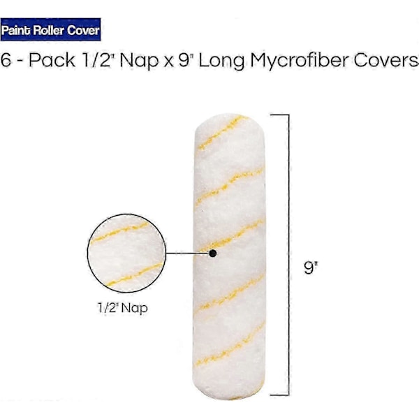 Pro Grade - Målarrolleröverdrag - 1/2 X 9 Tum Mikrofiber 6-pack
