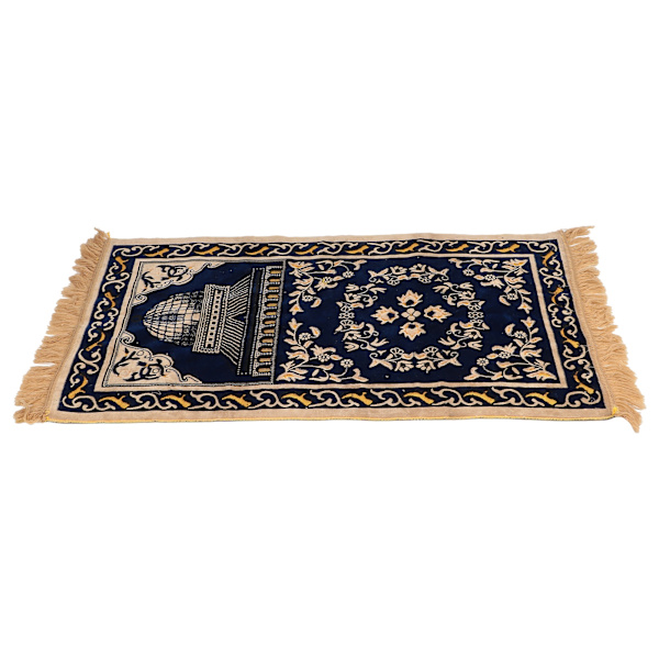 Muslimilainen rukousmatto polypropeenikuitukangas kannettava hieno kukkakuvio etninen palvontatyyny (110x70cm / 43.3x27.6in) Sininen