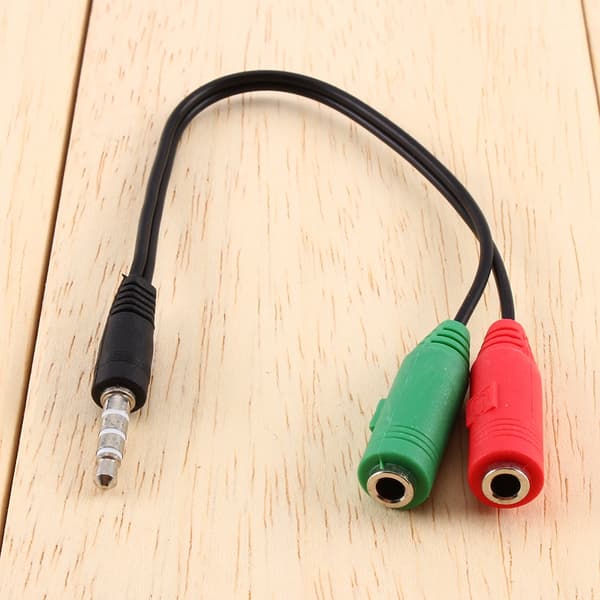 Kabel lydkonverteradapter 3,5 mm stereojack hodetelefonfordeler
