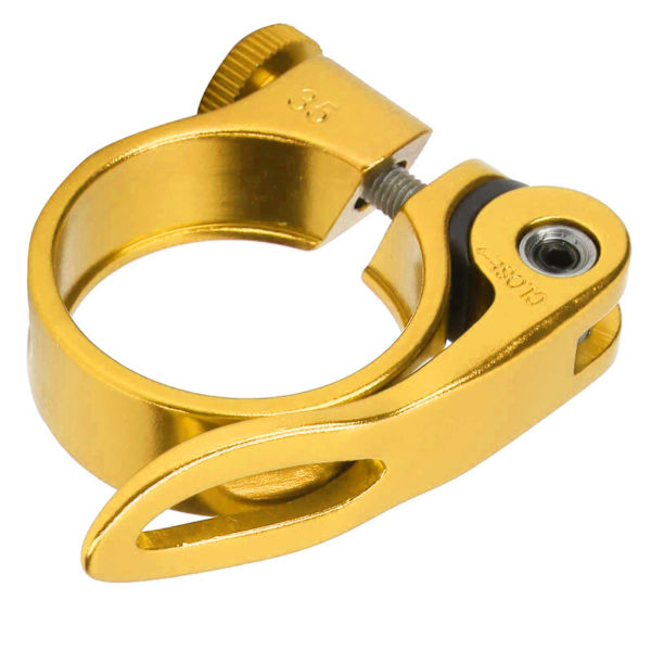 34,9 mm Hållbar Cykel Snabbkoppling Sadelstolpe Klämma Aluminiumlegering Sadelrör Klämma Gyllene
