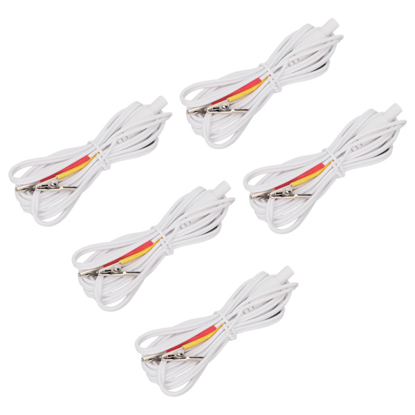 5 st Öronklämma Stimulator Vit isolerad klämma Koppartråd PVC-hylsa Elektrodtråd Öronklämma för skrapmassage
