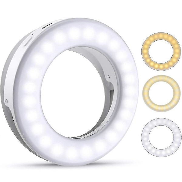 Selfie-valo, puhelimen rengasvalo, 40 LED-rengasvalo 3 kirkkaustasolla, USB-ladattava selfie-rengasvalo, kaikille C