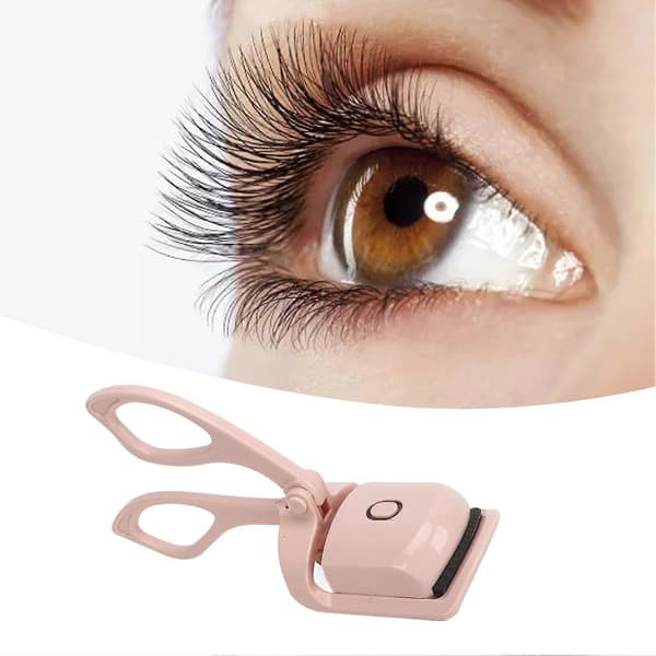 Heated Eyelash Curler 2 Heat Settings USB Rechargeable Electric Quick Preheating Eyelash Curling Tool for Natural Lashes Makeup Pink