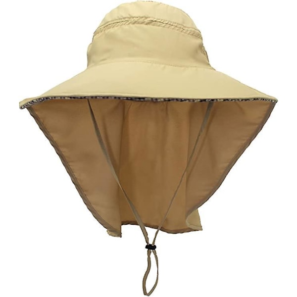 Unisex UV-suojahattu 25 cm:n niskasuojalla ja 11 cm:n leveällä reunalla ulkoiluun, safareille, kalastukseen, retkeilyyn ja puutarhanhoitoon - päänympärykselle 56-60 cm