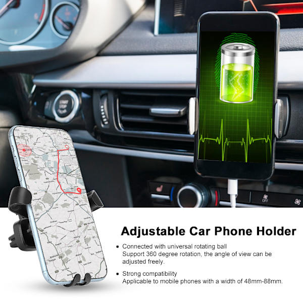 WS-O003 Luftventilationsudløb Tyngdekraft Mobiltelefonholder Universal Roterende Mobiltelefonholder