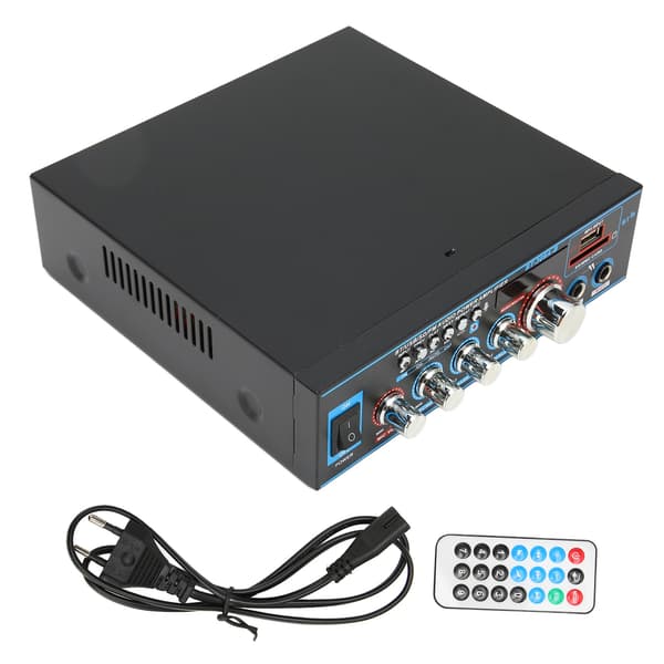 Mini Bluetooth digitalforsterker 2-kanals volumkontroll multifunksjonell stereolydforsterker for hjemmekinohøyttaler EU-plugg 220V