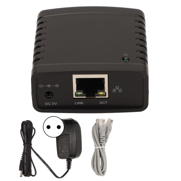 USB print TCP IP LPR print 10 Mbps 100 Mbps Vakio RJ45 LAN-portti USB Langaton Extender -jakaja 100-240V EU-liitin