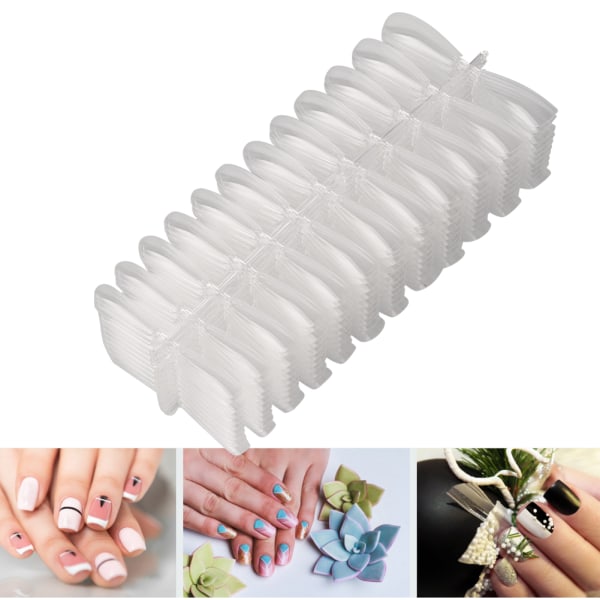 500 stk. Falske neglespidser kunstige fulddækkende manicure falske neglespidser Nail Art Accessory Transparent