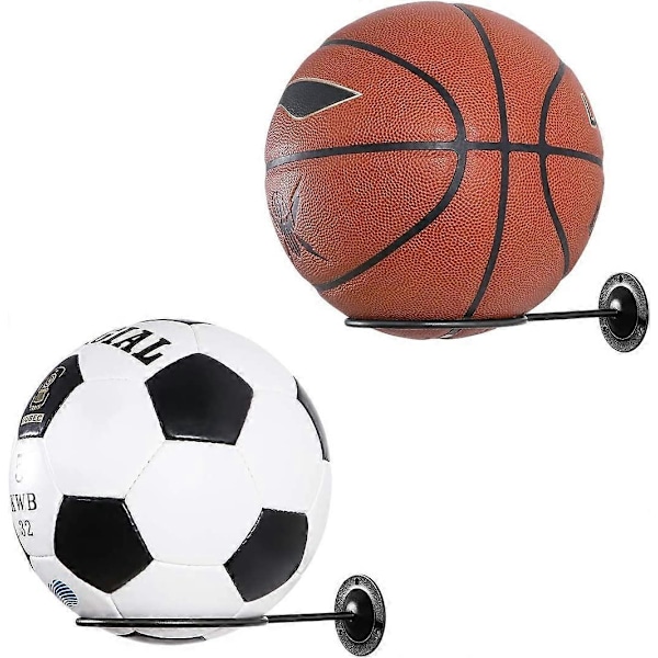 Veggmonterte ballholdere 2 stk. Ballstativ plassbesparende veggmontert display oppbevaring fotball soveromstilbehør (svart)