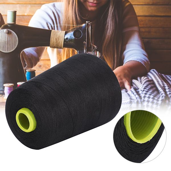 Symaskinetråd 8000 yards højkvalitets polyester husholdningstøjtilbehør (sort)