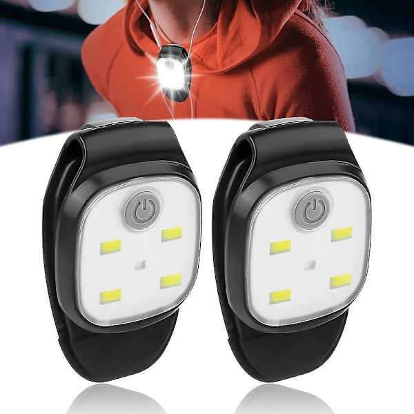 Kiinnitettävät juoksulvalot, 2 kpl USB ladattavat 4 valotilaa LED juoksulvalot pieni juoksijoille, hölkkääjille