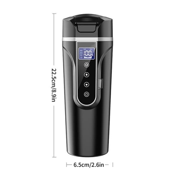 Bilvarme Kop Rustfrit Stål Universal LCD Intelligent Temperaturvisning 500ml 12‑24V